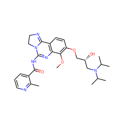 COc1c(OC[C@H](O)CN(C(C)C)C(C)C)ccc2c1N=C(NC(=O)c1cccnc1C)N1CCN=C21 ZINC000167554765