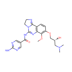 COc1c(OC[C@H](O)CN(C)C)ccc2c1N=C(NC(=O)c1cnc(N)nc1)N1CCN=C21 ZINC000167802352