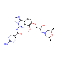 COc1c(OC[C@H](O)CN2C[C@H](C)O[C@H](C)C2)ccc2c1N=C(NC(=O)c1cnc(N)nc1)N1CCN=C21 ZINC000165896381