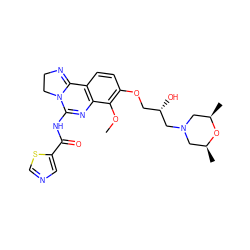 COc1c(OC[C@H](O)CN2C[C@H](C)O[C@H](C)C2)ccc2c1N=C(NC(=O)c1cncs1)N1CCN=C21 ZINC000140570482