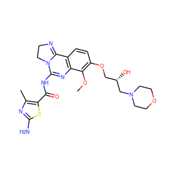 COc1c(OC[C@H](O)CN2CCOCC2)ccc2c1N=C(NC(=O)c1sc(N)nc1C)N1CCN=C21 ZINC000167349818