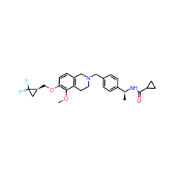 COc1c(OC[C@H]2CC2(F)F)ccc2c1CCN(Cc1ccc([C@H](C)NC(=O)C3CC3)cc1)C2 ZINC001772649582