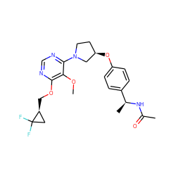 COc1c(OC[C@H]2CC2(F)F)ncnc1N1CC[C@@H](Oc2ccc([C@H](C)NC(C)=O)cc2)C1 ZINC000261125643