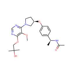 COc1c(OCC(C)(C)O)ncnc1N1CC[C@@H](Oc2ccc([C@H](C)NC(C)=O)cc2)C1 ZINC000261159219