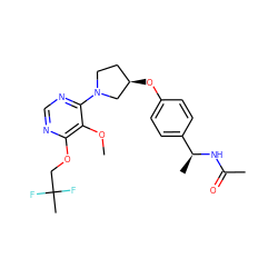 COc1c(OCC(C)(F)F)ncnc1N1CC[C@@H](Oc2ccc([C@H](C)NC(C)=O)cc2)C1 ZINC000261071626