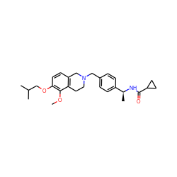 COc1c(OCC(C)C)ccc2c1CCN(Cc1ccc([C@H](C)NC(=O)C3CC3)cc1)C2 ZINC001772638915