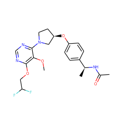 COc1c(OCC(F)F)ncnc1N1CC[C@@H](Oc2ccc([C@H](C)NC(C)=O)cc2)C1 ZINC000261133939