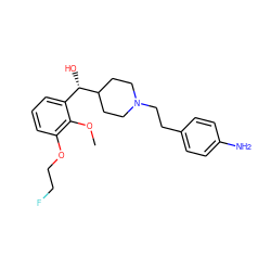 COc1c(OCCF)cccc1[C@H](O)C1CCN(CCc2ccc(N)cc2)CC1 ZINC000040423861