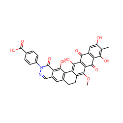 COc1c2c(c(O)c3c1C(=O)c1c(cc(O)c(C)c1O)C3=O)-c1c(cc3cnn(-c4ccc(C(=O)O)cc4)c(=O)c3c1O)CC2 ZINC000042988577