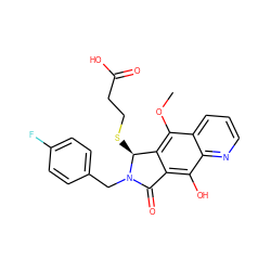 COc1c2c(c(O)c3ncccc13)C(=O)N(Cc1ccc(F)cc1)[C@H]2SCCC(=O)O ZINC000038147687