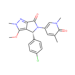 COc1c2c(nn1C)C(=O)N(c1cc(C)c(=O)n(C)c1)[C@@H]2c1ccc(Cl)cc1 ZINC000220221480