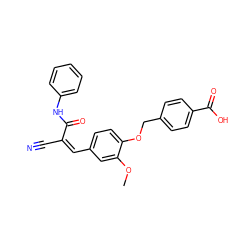 COc1cc(/C=C(/C#N)C(=O)Nc2ccccc2)ccc1OCc1ccc(C(=O)O)cc1 ZINC000012342302