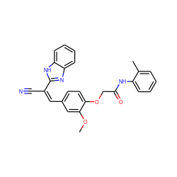 COc1cc(/C=C(/C#N)c2nc3ccccc3[nH]2)ccc1OCC(=O)Nc1ccccc1C ZINC000006444497