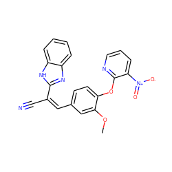 COc1cc(/C=C(/C#N)c2nc3ccccc3[nH]2)ccc1Oc1ncccc1[N+](=O)[O-] ZINC000004454028