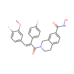 COc1cc(/C=C(/C(=O)N2CCc3ccc(C(=O)NO)cc3C2)c2ccc(F)cc2)ccc1F ZINC000095577799