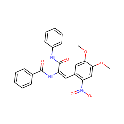 COc1cc(/C=C(/NC(=O)c2ccccc2)C(=O)Nc2ccccc2)c([N+](=O)[O-])cc1OC ZINC000013130713