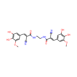 COc1cc(/C=C(\C#N)C(=O)NCCNC(=O)/C(C#N)=C/c2cc(O)c(O)c(OC)c2)cc(O)c1O ZINC000013676676