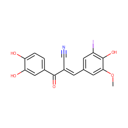 COc1cc(/C=C(\C#N)C(=O)c2ccc(O)c(O)c2)cc(I)c1O ZINC000003872925