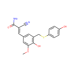 COc1cc(/C=C(\C#N)C(N)=O)cc(CSc2ccc(O)cc2)c1O ZINC000013833842