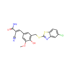 COc1cc(/C=C(\C#N)C(N)=O)cc(CSc2nc3cc(Cl)ccc3s2)c1O ZINC000013833843