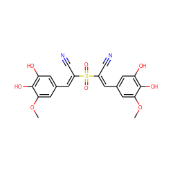 COc1cc(/C=C(\C#N)S(=O)(=O)/C(C#N)=C/c2cc(O)c(O)c(OC)c2)cc(O)c1O ZINC000013760528