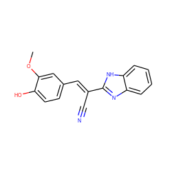 COc1cc(/C=C(\C#N)c2nc3ccccc3[nH]2)ccc1O ZINC000003946878