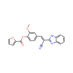 COc1cc(/C=C(\C#N)c2nc3ccccc3[nH]2)ccc1OC(=O)c1ccco1 ZINC000012574004