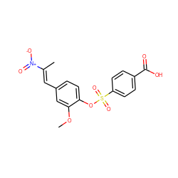 COc1cc(/C=C(\C)[N+](=O)[O-])ccc1OS(=O)(=O)c1ccc(C(=O)O)cc1 ZINC000013823384