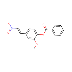 COc1cc(/C=C/[N+](=O)[O-])ccc1OC(=O)c1ccccc1 ZINC000000117601