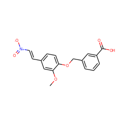 COc1cc(/C=C/[N+](=O)[O-])ccc1OCc1cccc(C(=O)O)c1 ZINC000004740773