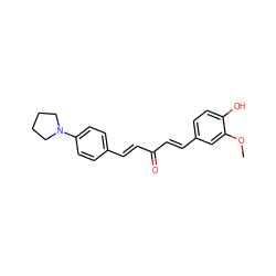 COc1cc(/C=C/C(=O)/C=C/c2ccc(N3CCCC3)cc2)ccc1O ZINC001772607545