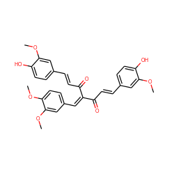 COc1cc(/C=C/C(=O)C(=Cc2ccc(OC)c(OC)c2)C(=O)/C=C/c2ccc(O)c(OC)c2)ccc1O ZINC000066077290