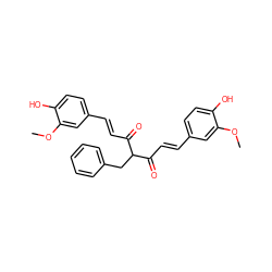 COc1cc(/C=C/C(=O)C(Cc2ccccc2)C(=O)/C=C/c2ccc(O)c(OC)c2)ccc1O ZINC000135756925