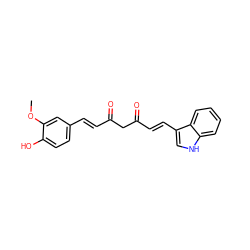 COc1cc(/C=C/C(=O)CC(=O)/C=C/c2c[nH]c3ccccc23)ccc1O ZINC000168297406