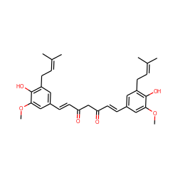 COc1cc(/C=C/C(=O)CC(=O)/C=C/c2cc(CC=C(C)C)c(O)c(OC)c2)cc(CC=C(C)C)c1O ZINC000096928442