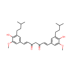 COc1cc(/C=C/C(=O)CC(=O)/C=C/c2cc(CCC(C)C)c(O)c(OC)c2)cc(CCC(C)C)c1O ZINC000169348587