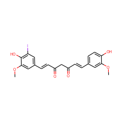 COc1cc(/C=C/C(=O)CC(=O)/C=C/c2cc(I)c(O)c(OC)c2)ccc1O ZINC000101061521