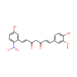 COc1cc(/C=C/C(=O)CC(=O)/C=C/c2cc(O)ccc2[N+](=O)[O-])ccc1O ZINC000116760311