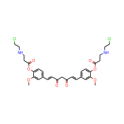 COc1cc(/C=C/C(=O)CC(=O)/C=C/c2ccc(OC(=O)CCNCCCl)c(OC)c2)ccc1OC(=O)CCNCCCl ZINC000103280580