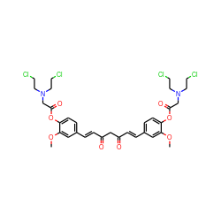 COc1cc(/C=C/C(=O)CC(=O)/C=C/c2ccc(OC(=O)CN(CCCl)CCCl)c(OC)c2)ccc1OC(=O)CN(CCCl)CCCl ZINC000150608557