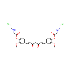 COc1cc(/C=C/C(=O)CC(=O)/C=C/c2ccc(OC(=O)CNCCCl)c(OC)c2)ccc1OC(=O)CNCCCl ZINC000103276379