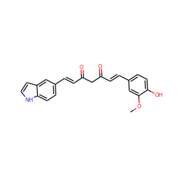 COc1cc(/C=C/C(=O)CC(=O)/C=C/c2ccc3[nH]ccc3c2)ccc1O ZINC000139538638