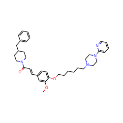 COc1cc(/C=C/C(=O)N2CCC(Cc3ccccc3)CC2)ccc1OCCCCCCN1CCN(c2ccccn2)CC1 ZINC001772605050