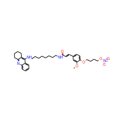 COc1cc(/C=C/C(=O)NCCCCCCCCNc2c3c(nc4ccccc24)CCCC3)ccc1OCCCCO[N+](=O)[O-] ZINC000095557304