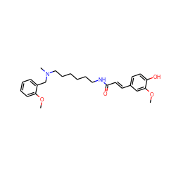 COc1cc(/C=C/C(=O)NCCCCCCN(C)Cc2ccccc2OC)ccc1O ZINC000653715441