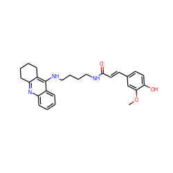 COc1cc(/C=C/C(=O)NCCCCNc2c3c(nc4ccccc24)CCCC3)ccc1O ZINC000029047020