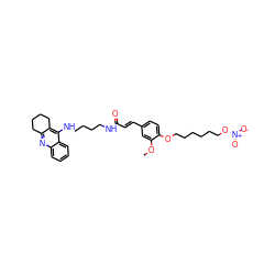 COc1cc(/C=C/C(=O)NCCCCNc2c3c(nc4ccccc24)CCCC3)ccc1OCCCCCCO[N+](=O)[O-] ZINC000095556515