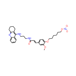COc1cc(/C=C/C(=O)NCCCNc2c3c(nc4ccccc24)CCCC3)ccc1OCCCCCCO[N+](=O)[O-] ZINC000095557315
