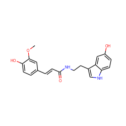 COc1cc(/C=C/C(=O)NCCc2c[nH]c3ccc(O)cc23)ccc1O ZINC000001587150