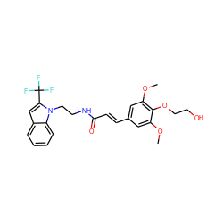 COc1cc(/C=C/C(=O)NCCn2c(C(F)(F)F)cc3ccccc32)cc(OC)c1OCCO ZINC000169348254